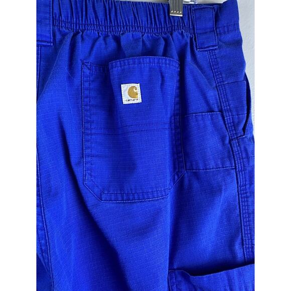 Blue Carhartt Sz L Pockets Elastic Waist Comfort Wide Leg Pants - Picture 4 of 10